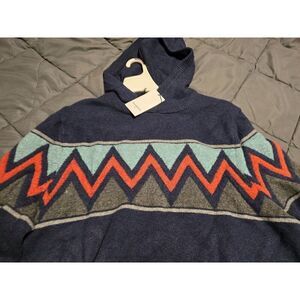 Goodfellow & Co Mens Hooded Sweater Zigzag Navy XL Charlie Brown Halloween